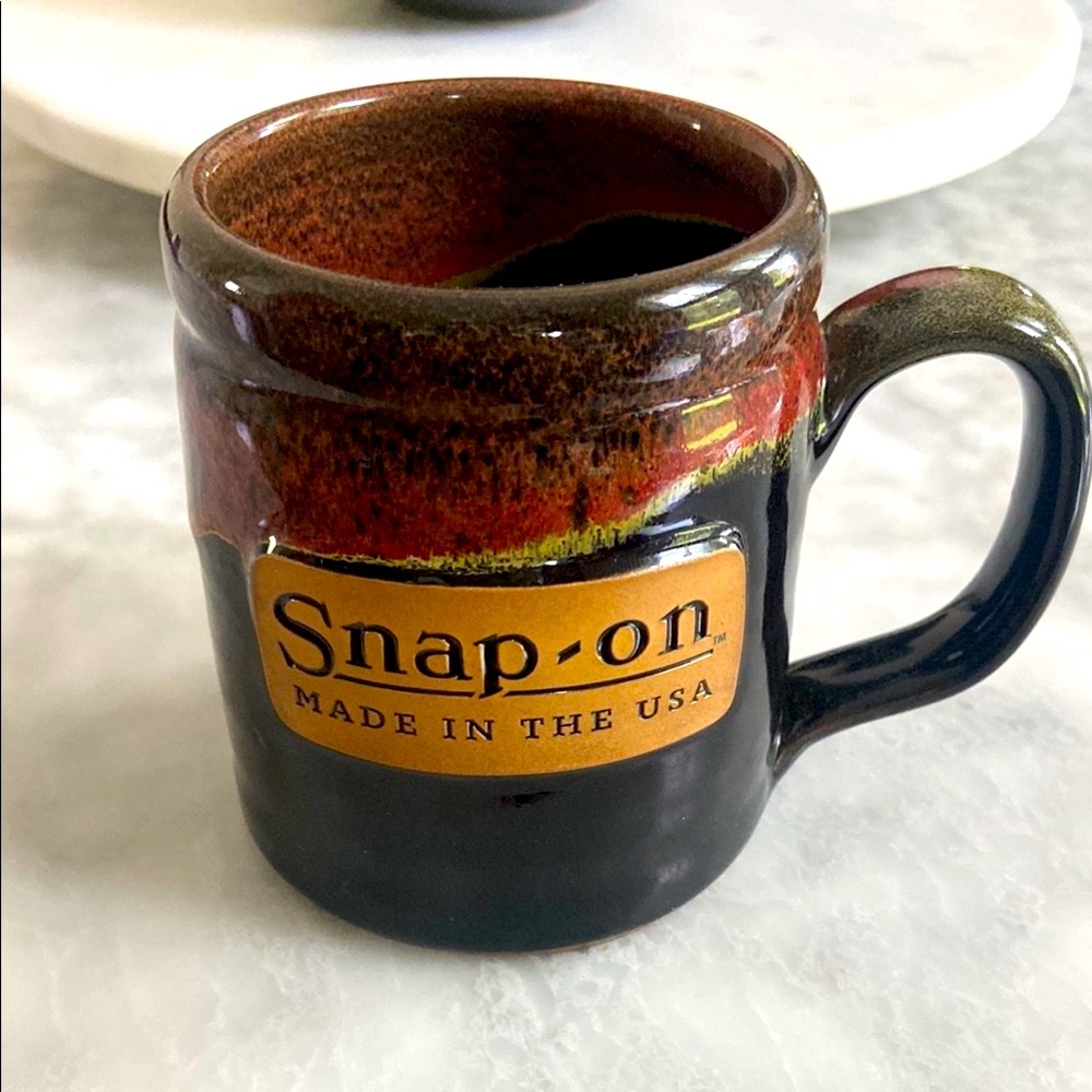 New Snap-On Brand Black and Brown Rustic Ceramic Mug